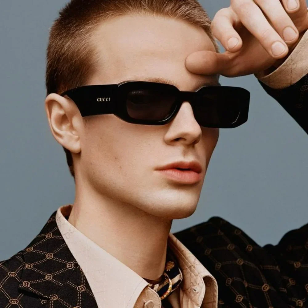 Gucci GG1426S 001 BRAND NEW Sunglasses Black Grey Unisex Rectangle